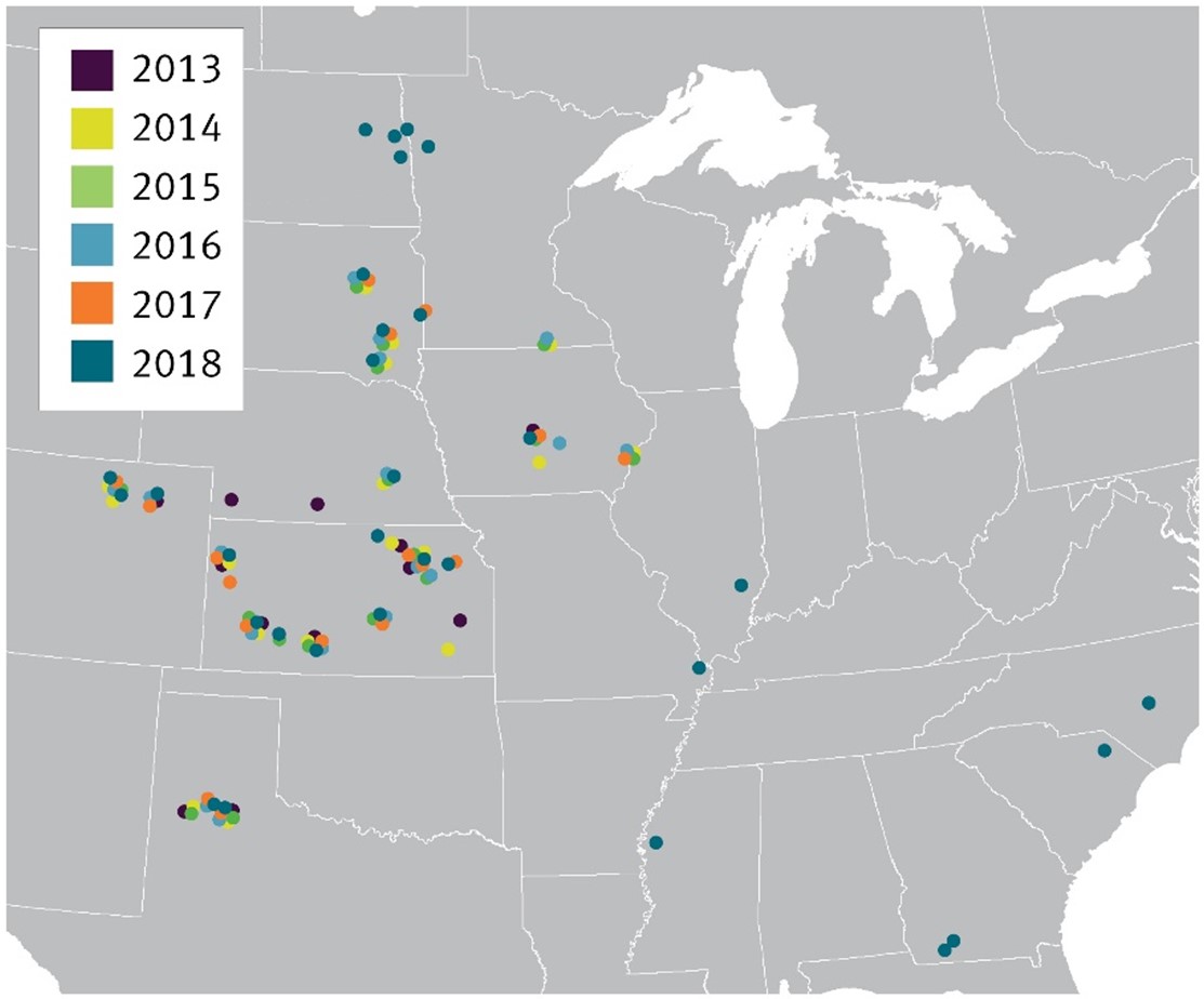 Pioneer water-limited plant population research locations in North America
